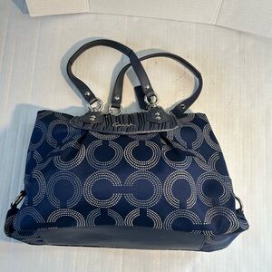 Coach Ashley Dotted Op Art Navy Blue Shoulder Bag 20058